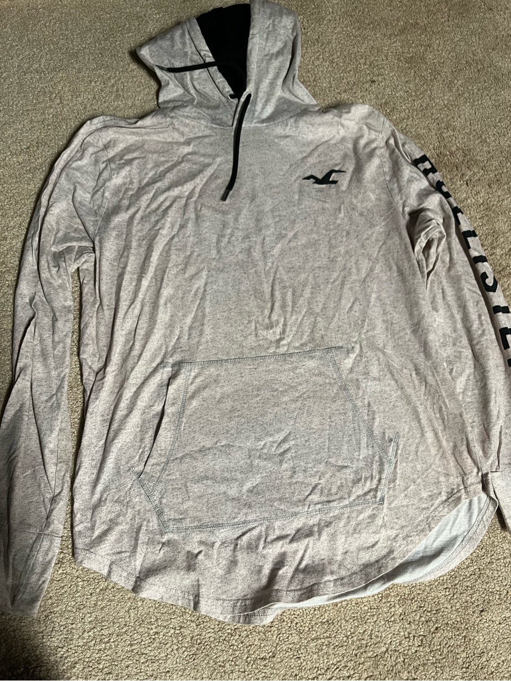 Hollister Light Gray Long Sleeve Pullover Hoodie
